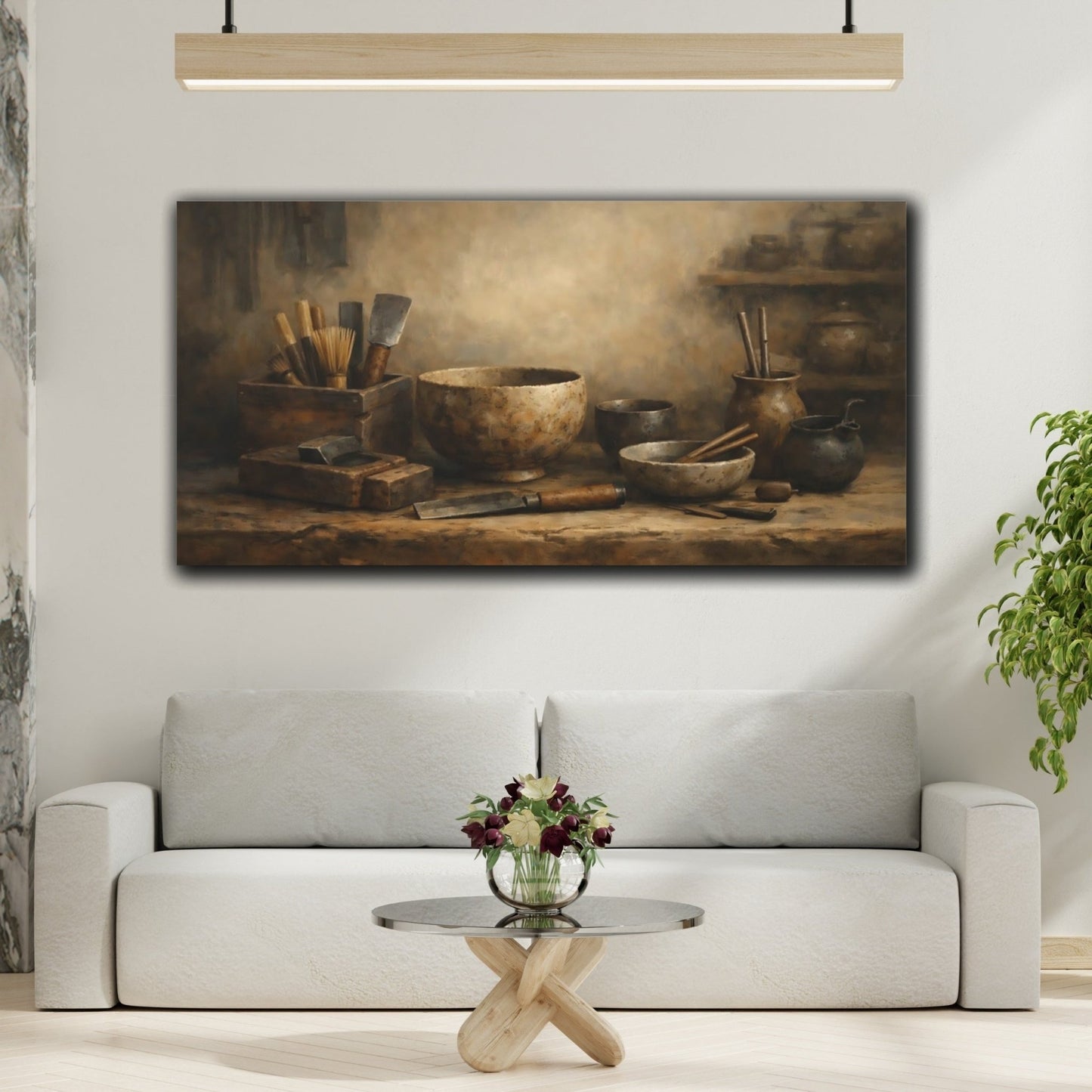 Vintage Artisan Tools Rustic Brown - Canvas Wall Art Print - YesArtYes