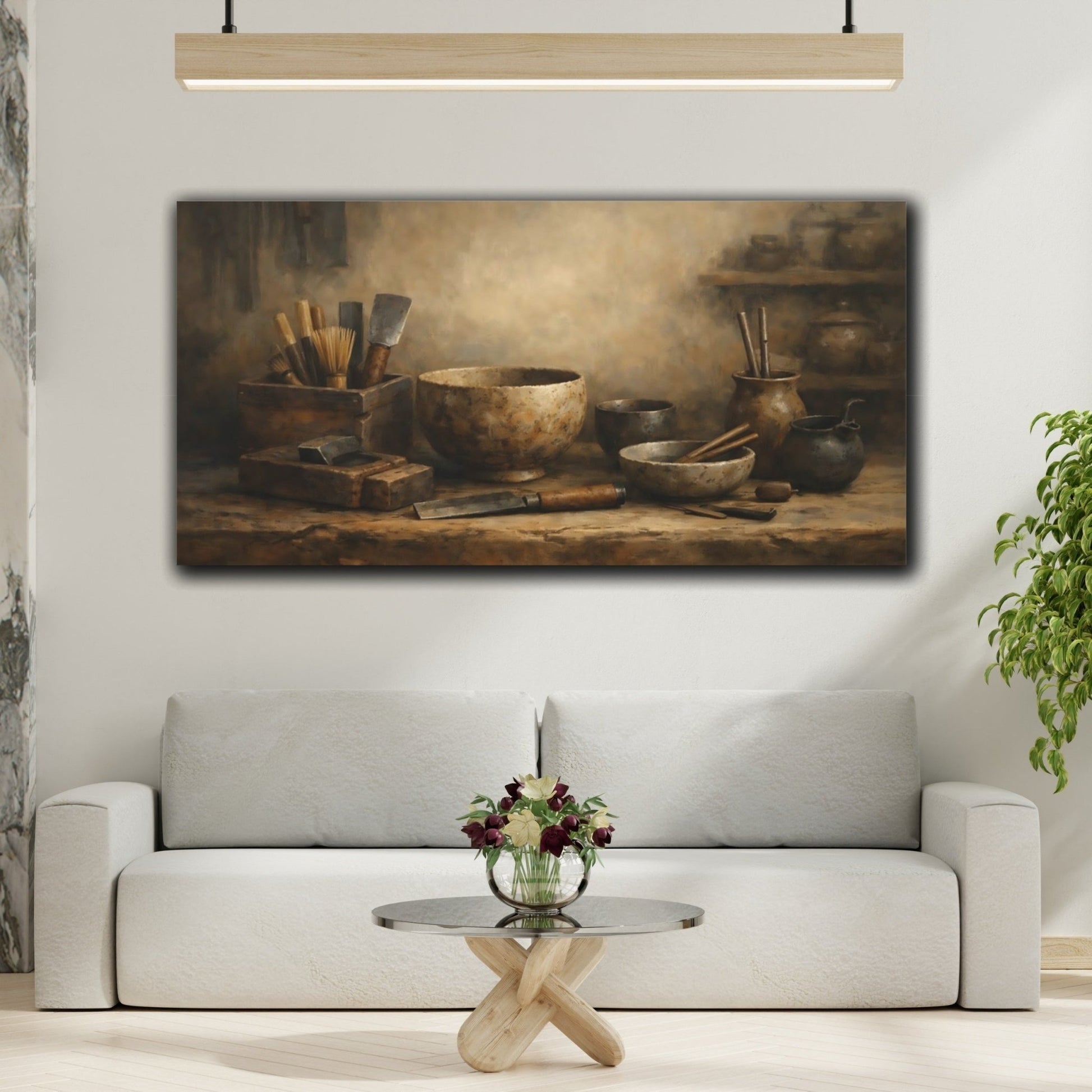 Vintage Artisan Tools Rustic Brown - Canvas Wall Art Print - YesArtYes