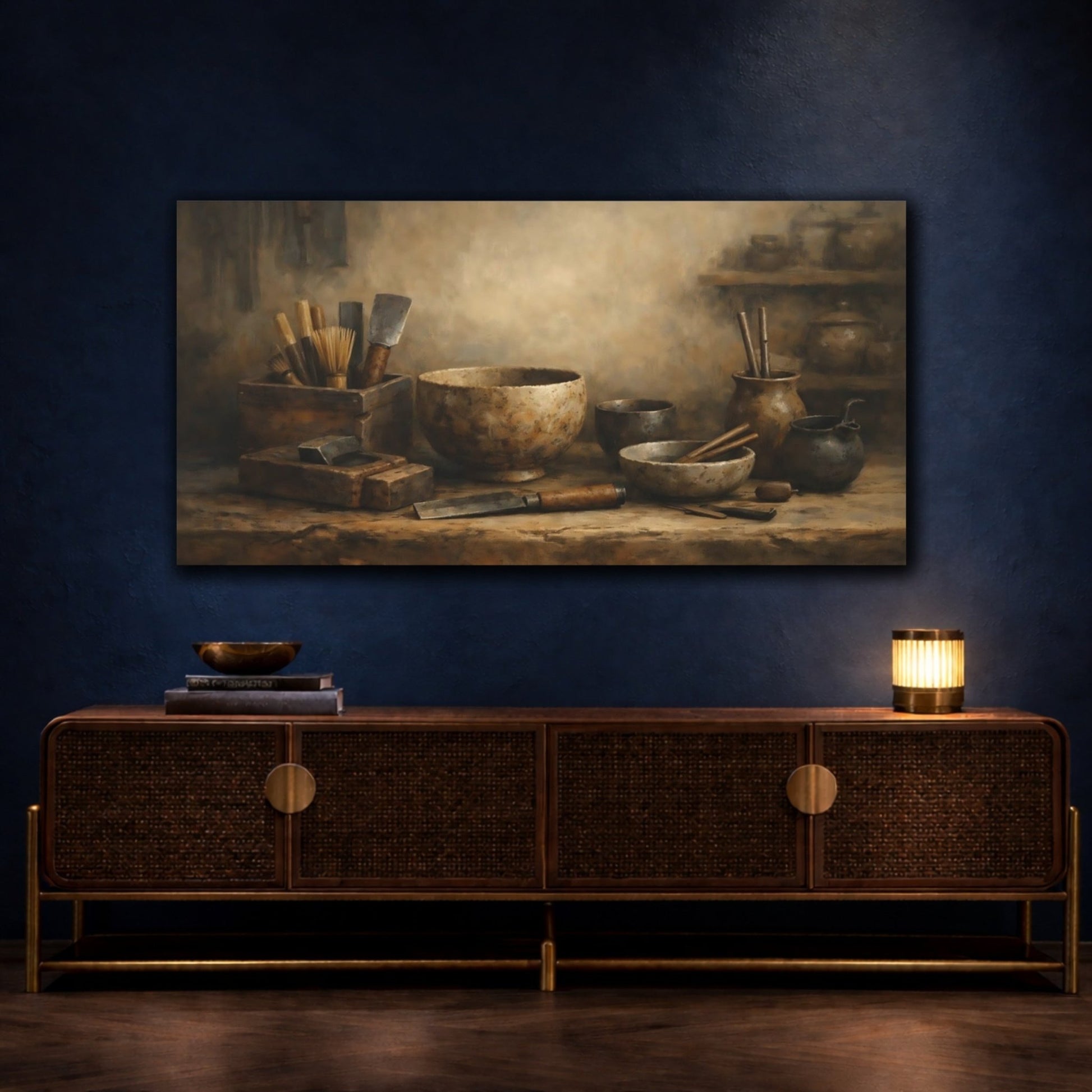 Vintage Artisan Tools Rustic Brown - Canvas Wall Art Print - YesArtYes