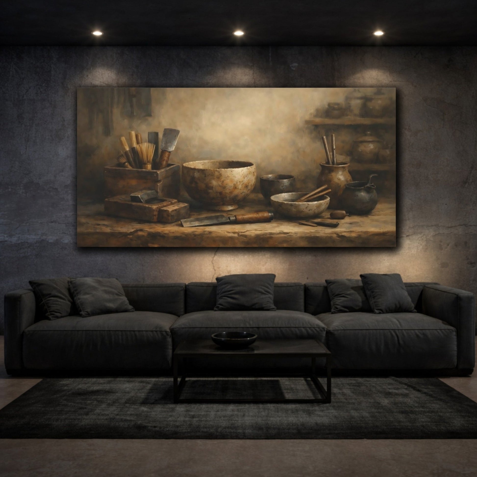 Vintage Artisan Tools Rustic Brown - Canvas Wall Art Print - YesArtYes