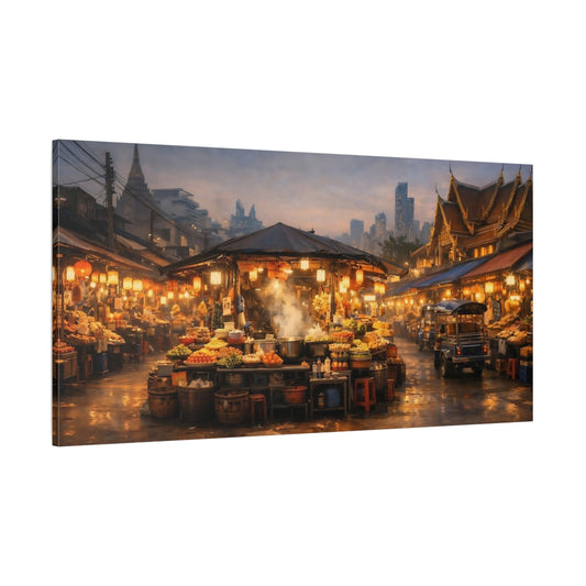Main Mockup. Vintage Asian Market Warm Asian Market shown as stretched canvas wall art