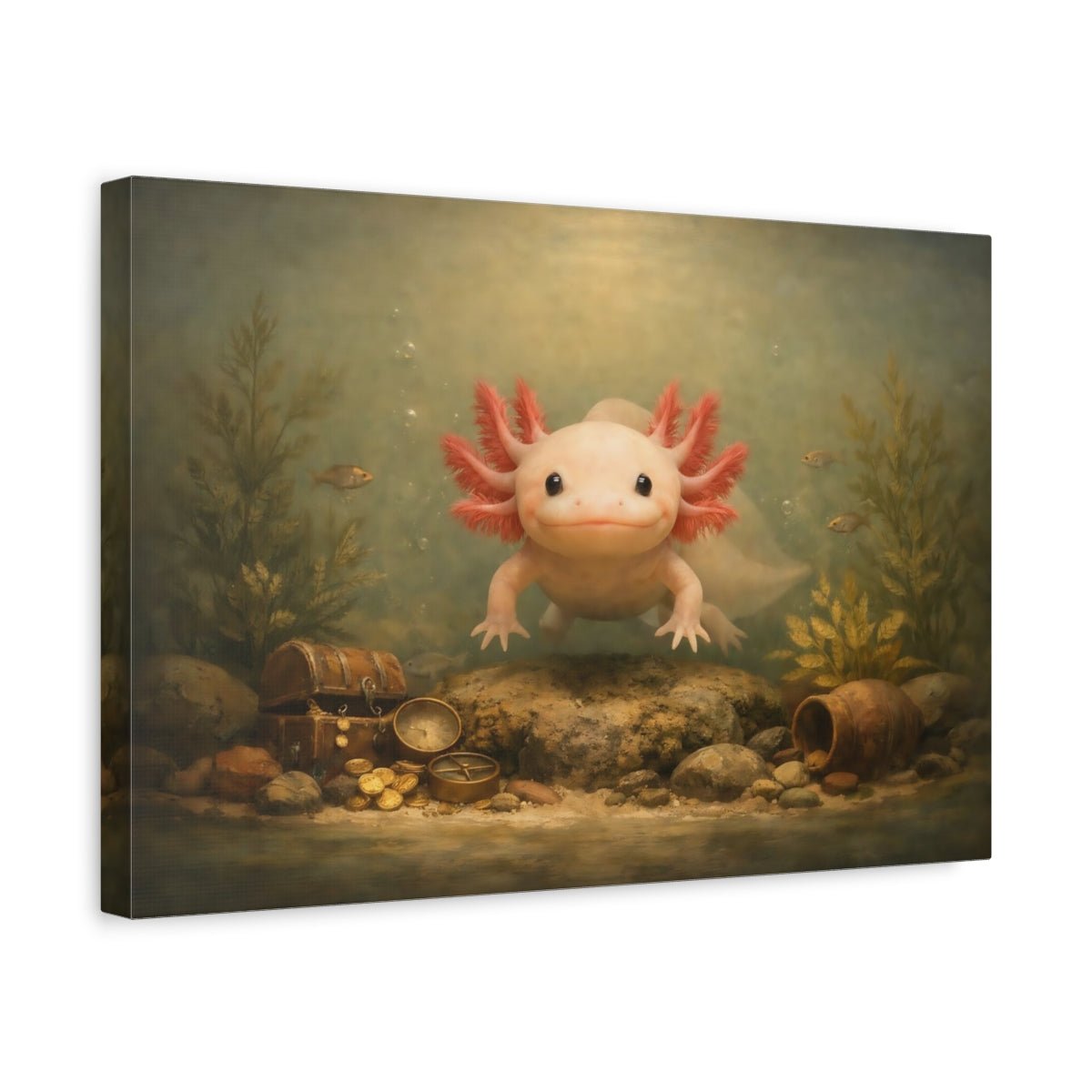 Vintage Axolotl Animals - Canvas Wall Art Print - YesArtYes