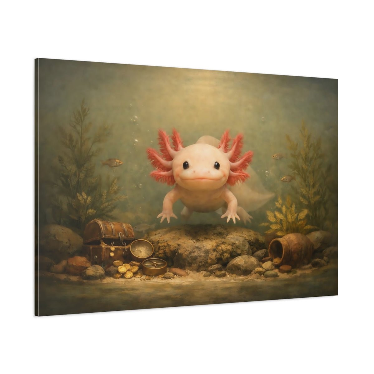 Vintage Axolotl Animals - Canvas Wall Art Print - YesArtYes