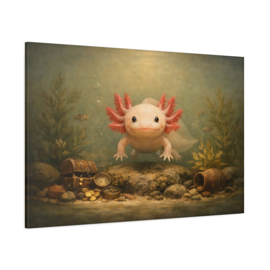 Vintage Axolotl Animals - Canvas Wall Art Print - YesArtYes