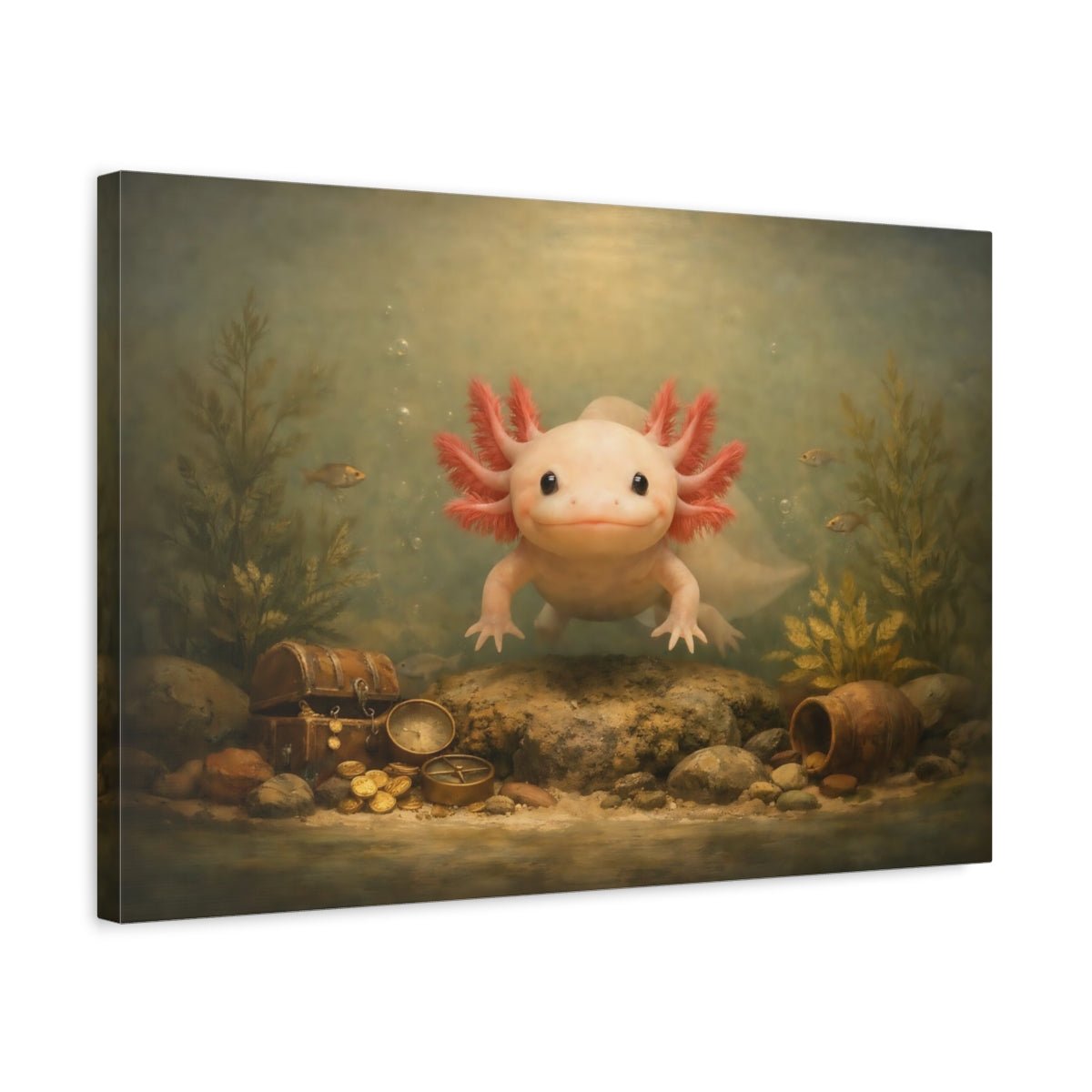 Vintage Axolotl Animals - Canvas Wall Art Print - YesArtYes