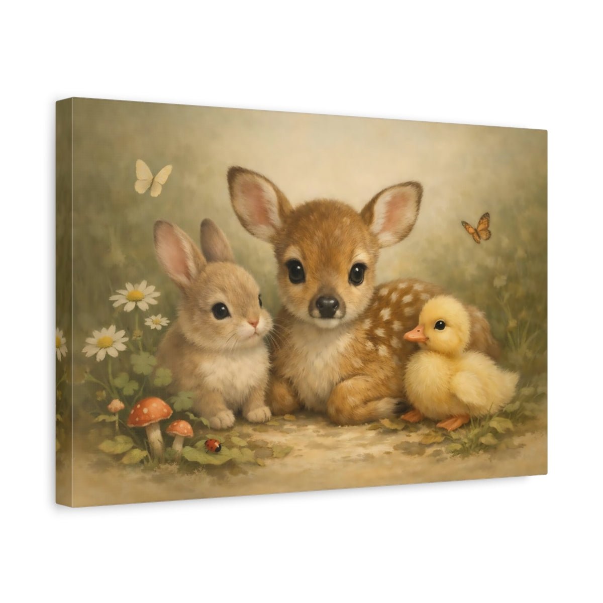 Vintage Baby Animals - Canvas Wall Art Print - YesArtYes
