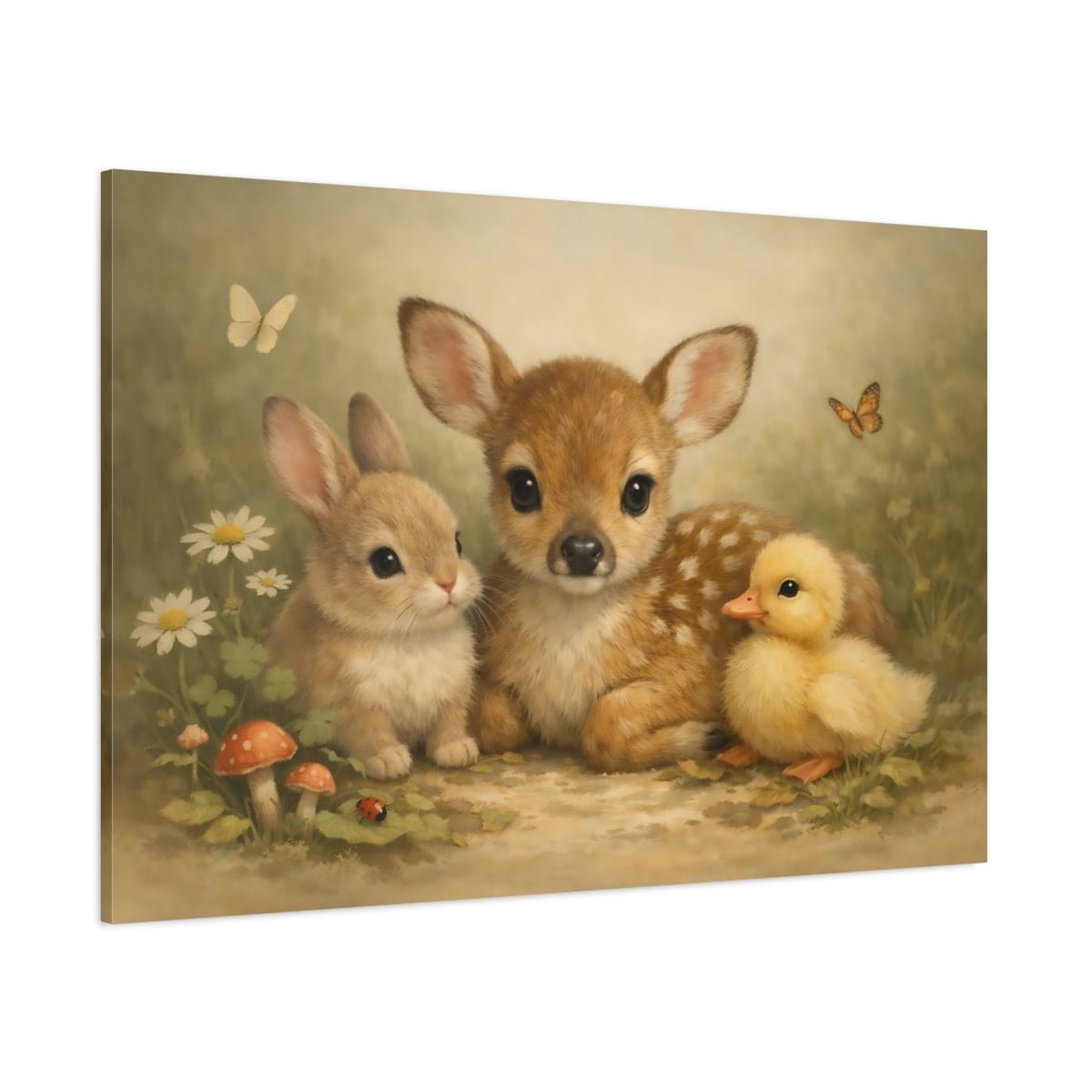 Vintage Baby Animals - Canvas Wall Art Print - YesArtYes