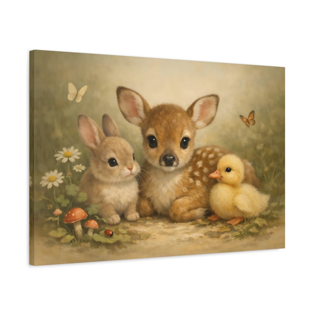 Vintage Baby Animals - Canvas Wall Art Print - YesArtYes