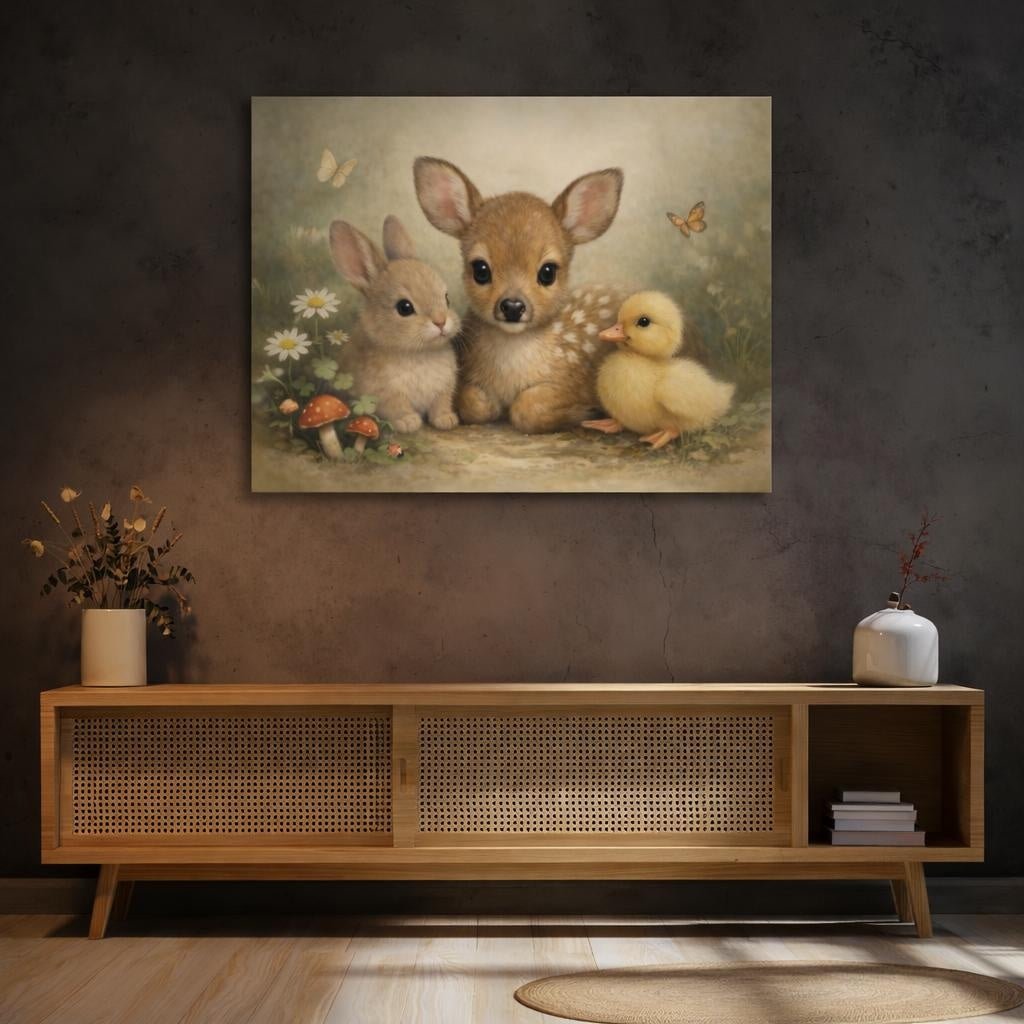 Vintage Baby Animals - Canvas Wall Art Print - YesArtYes