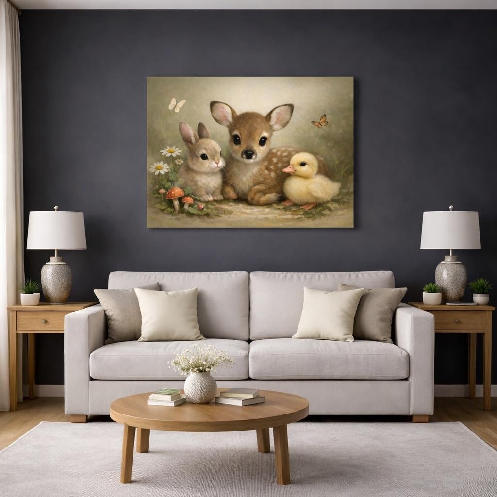 Vintage Baby Animals - Canvas Wall Art Print - YesArtYes