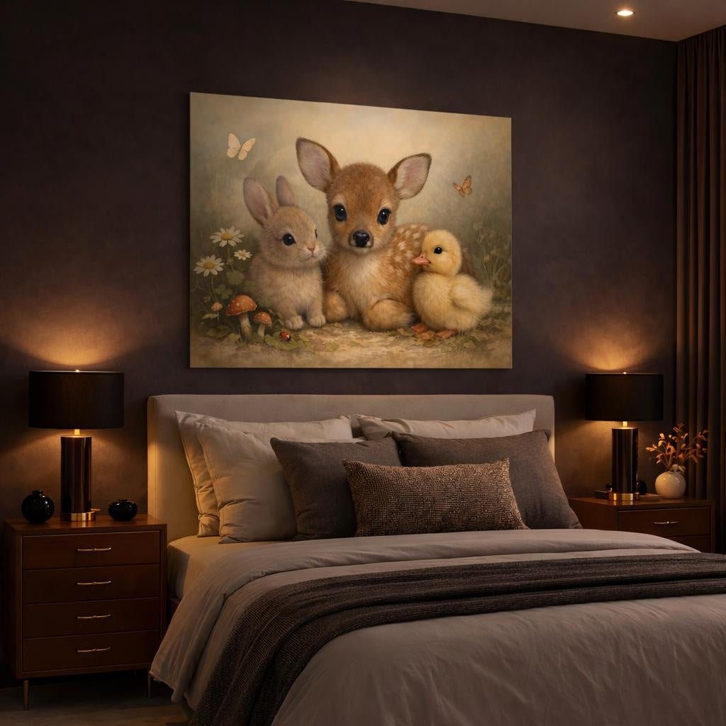 Vintage Baby Animals - Canvas Wall Art Print - YesArtYes