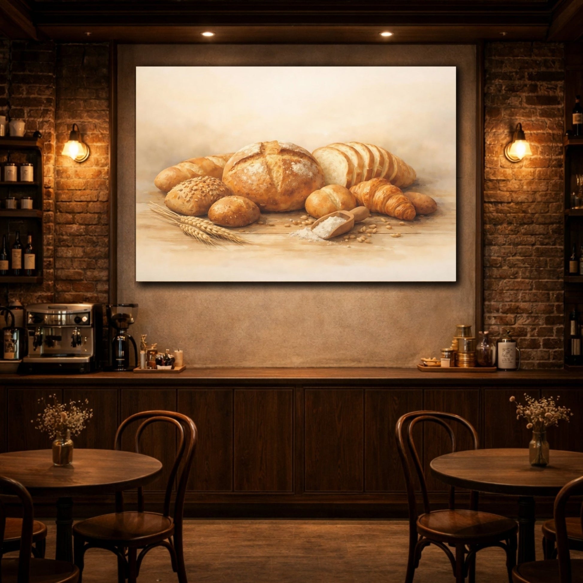 Vintage Baked Goods Rustic Bread - Canvas Wall Art Print - YesArtYes