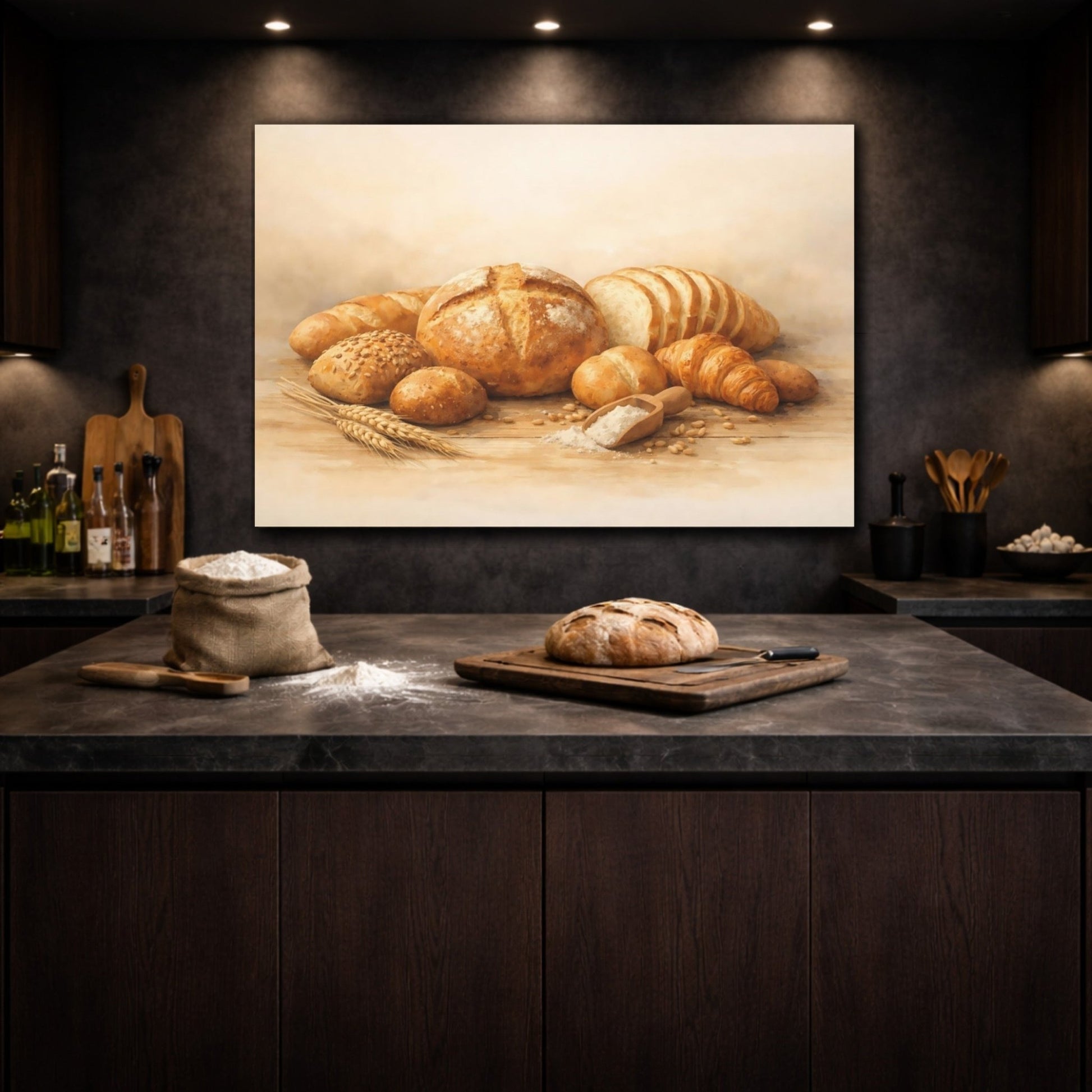Vintage Baked Goods Rustic Bread - Canvas Wall Art Print - YesArtYes