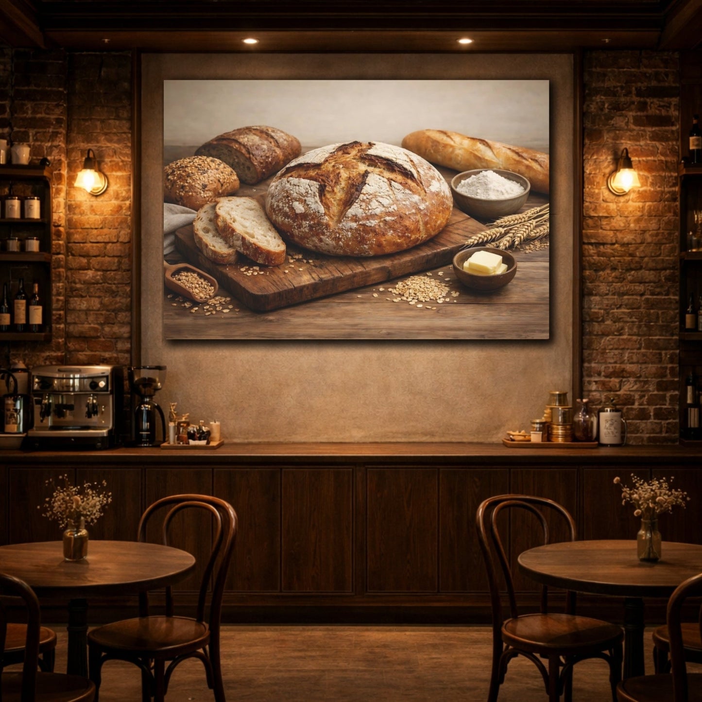 Vintage Baked Goods Rustic Bread - Canvas Wall Art Print - YesArtYes