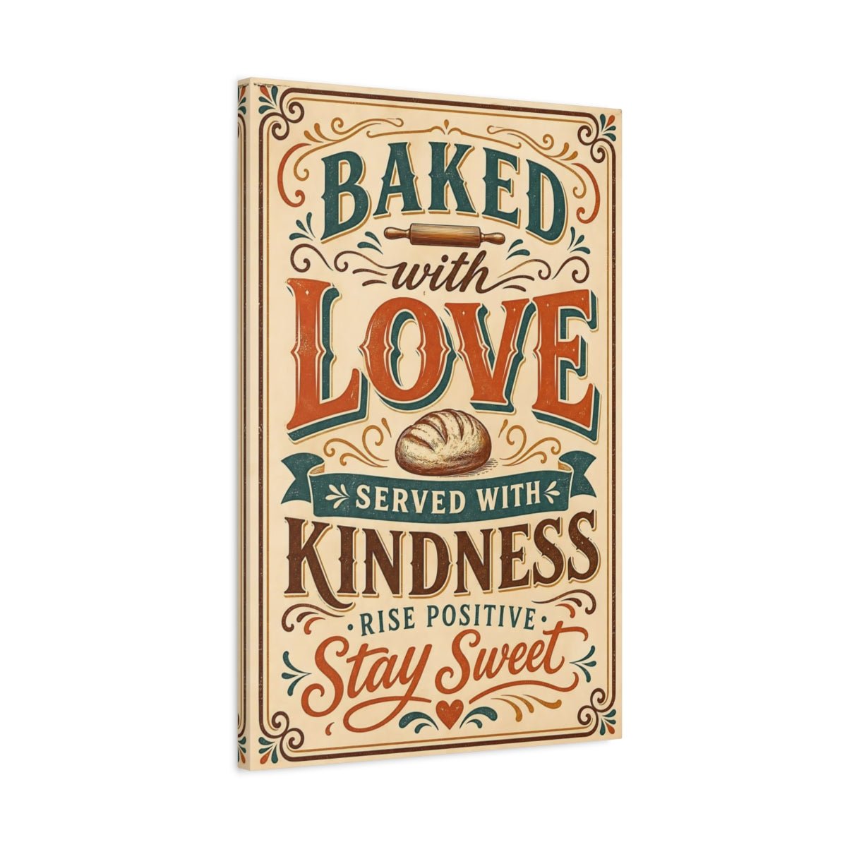 Vintage Baking Quote Brown And Orange Canvas Wall Art Print – Kitchen, Breakfast Nook - YesArtYes