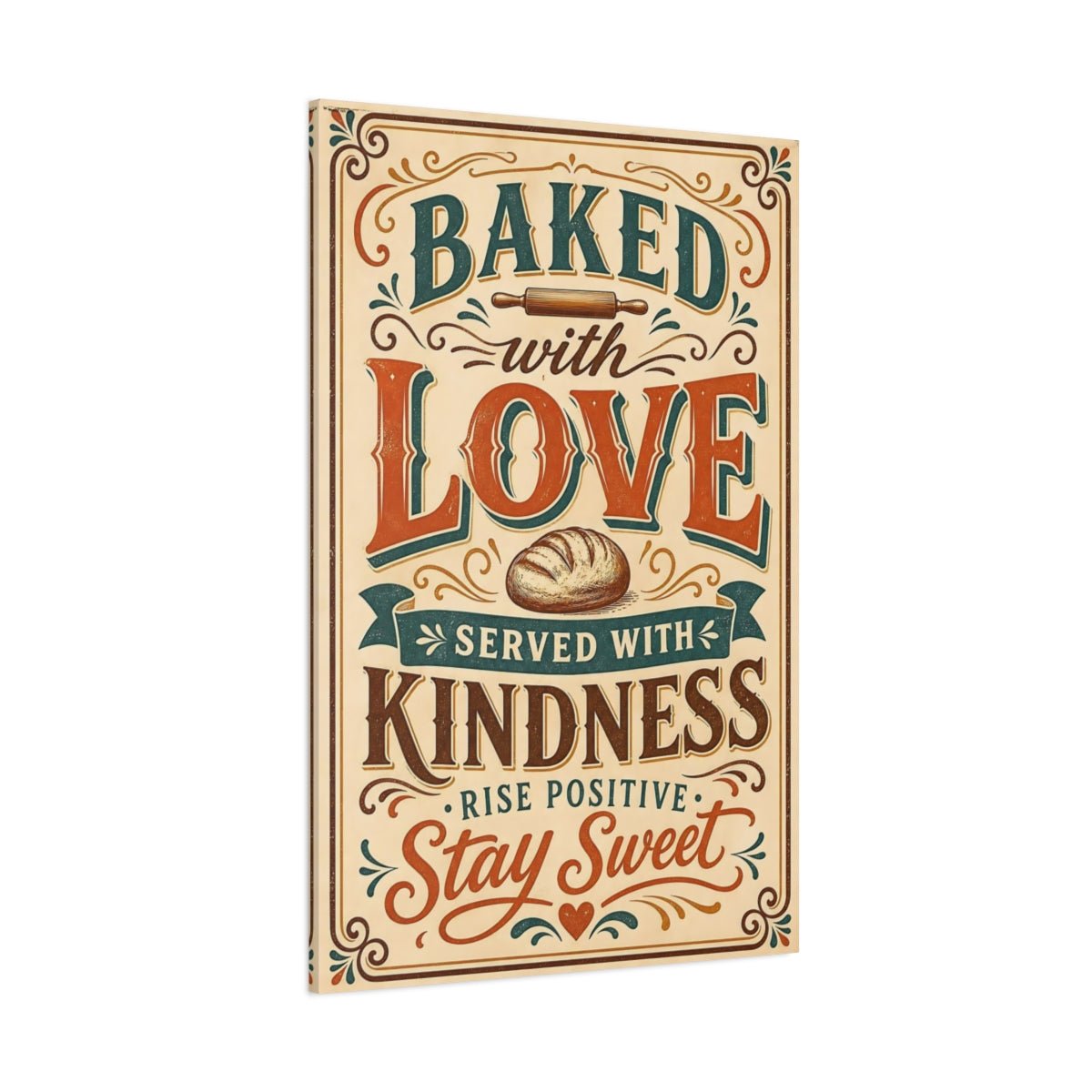 Vintage Baking Quote Brown And Orange Canvas Wall Art Print – Kitchen, Breakfast Nook - YesArtYes