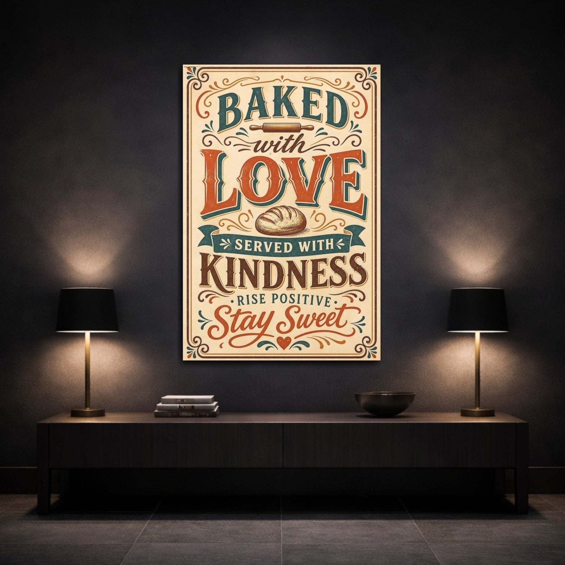 Vintage Baking Quote Brown And Orange Canvas Wall Art Print – Kitchen, Breakfast Nook - YesArtYes