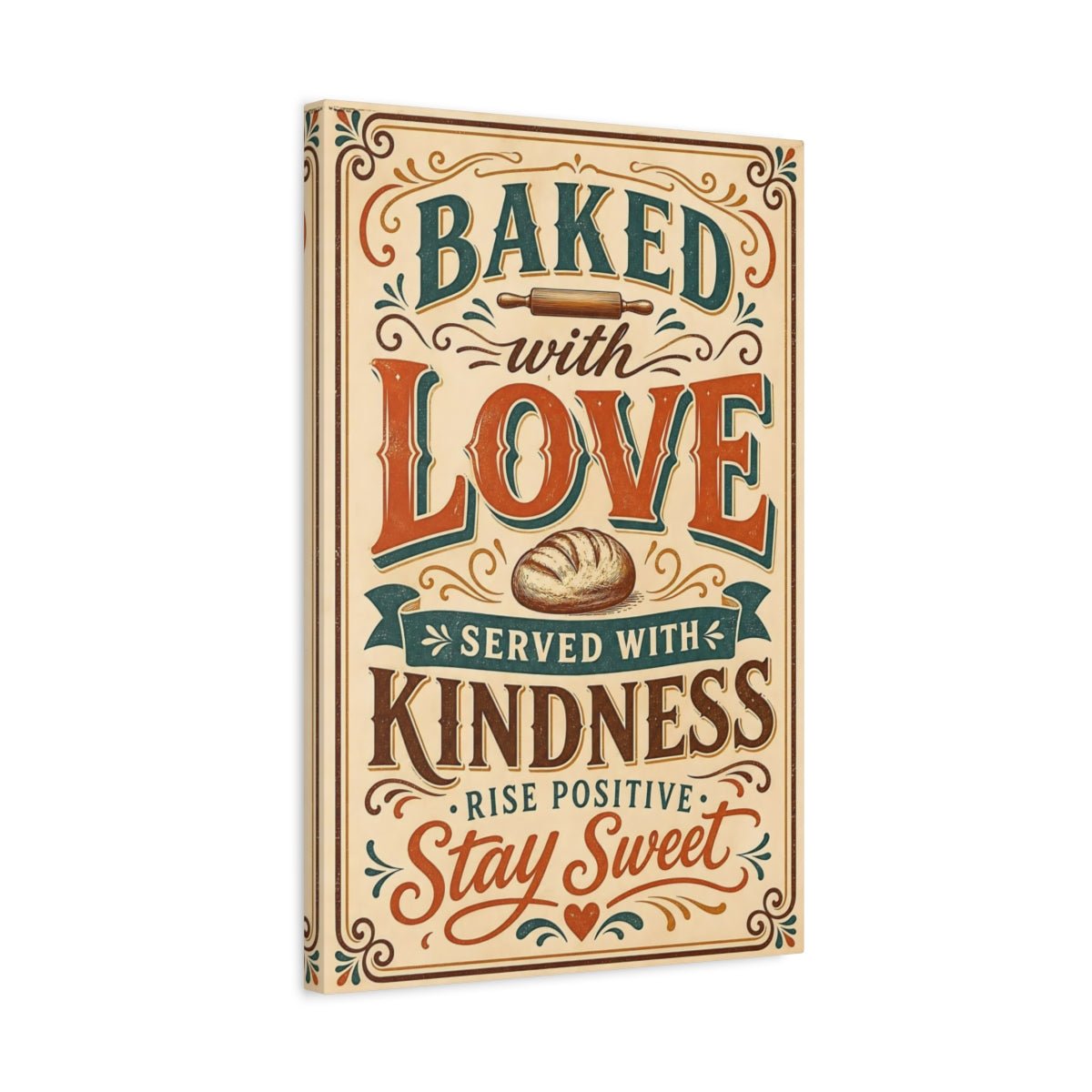 Vintage Baking Quote Brown And Orange Canvas Wall Art Print – Kitchen, Breakfast Nook - YesArtYes
