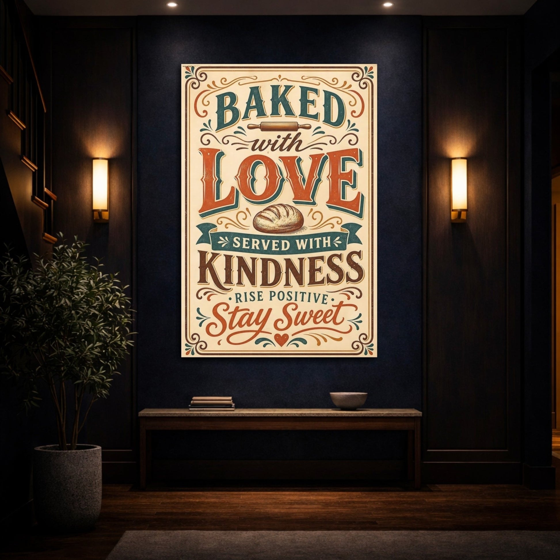 Vintage Baking Quote Brown And Orange Canvas Wall Art Print – Kitchen, Breakfast Nook - YesArtYes