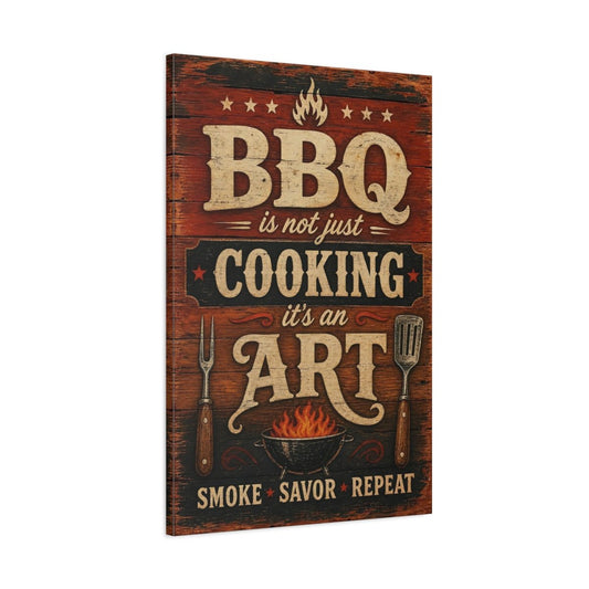 Vintage Bbq Sign Red And Black Canvas Wall Art Print – Kitchen Decor, Dining Area - YesArtYes