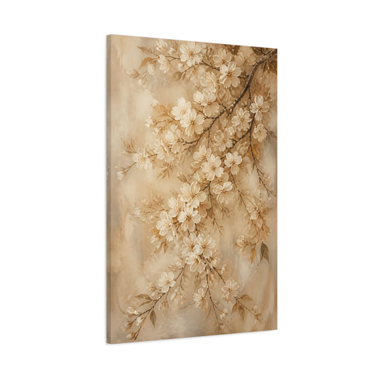 Main Mockup. Vintage Beige Flower Branch shown as canvas print