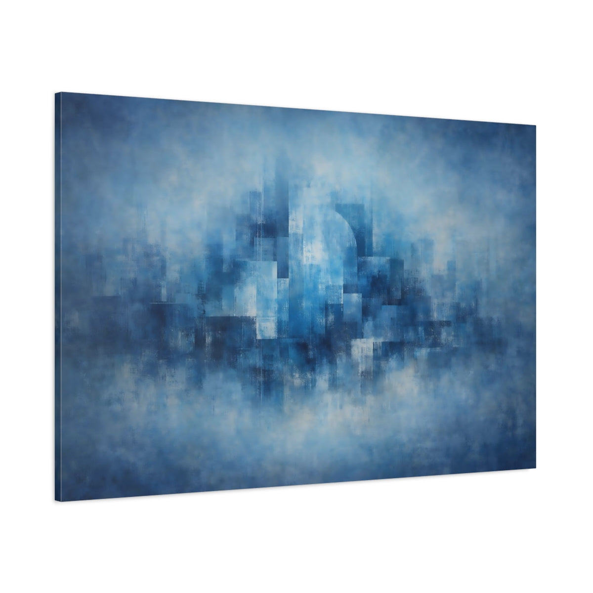 Vintage Blue Urban Abstract shown as stretched canvas wall art