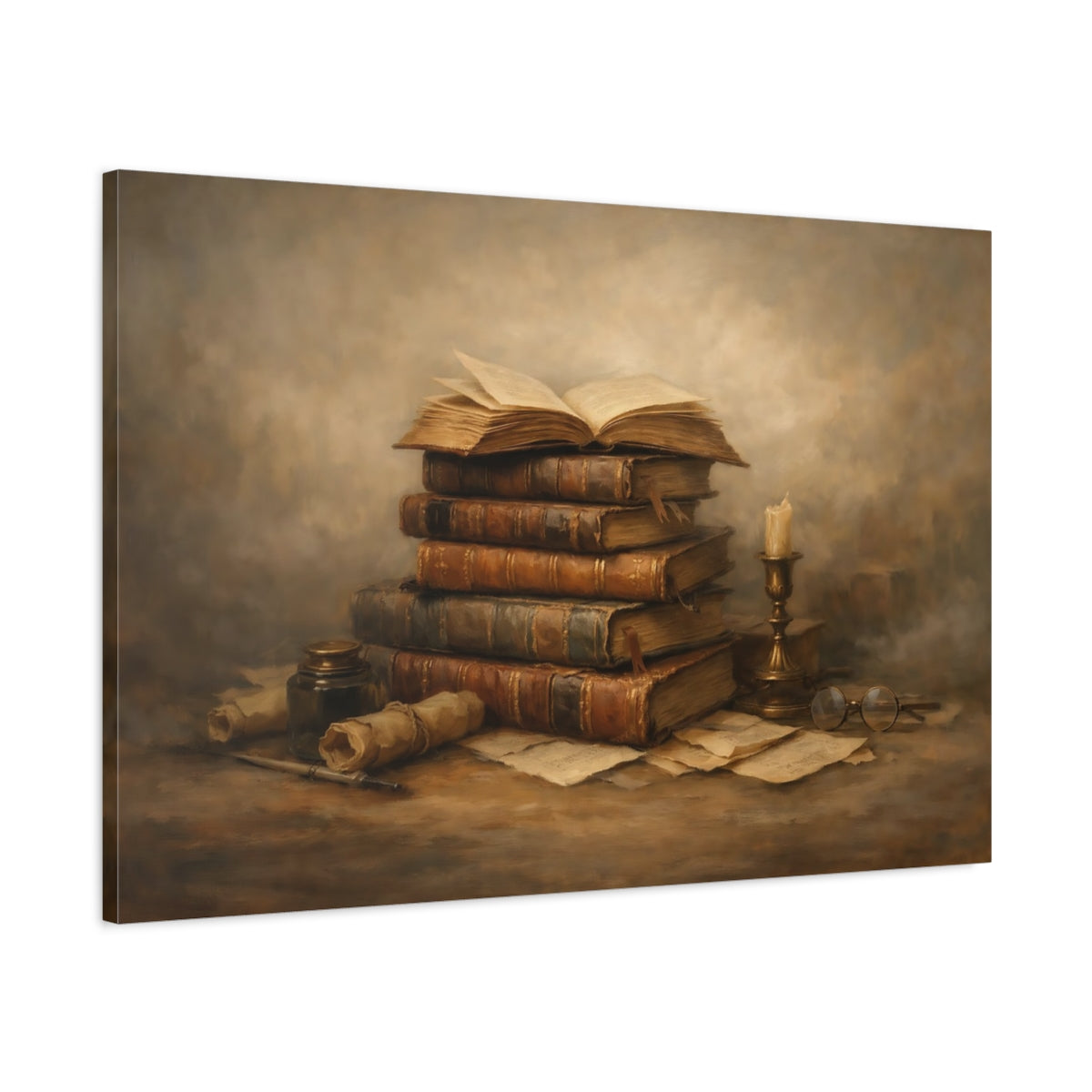Side Mockup 1. Vintage Vintage Books Vintage Books shown as stretched canvas wall art