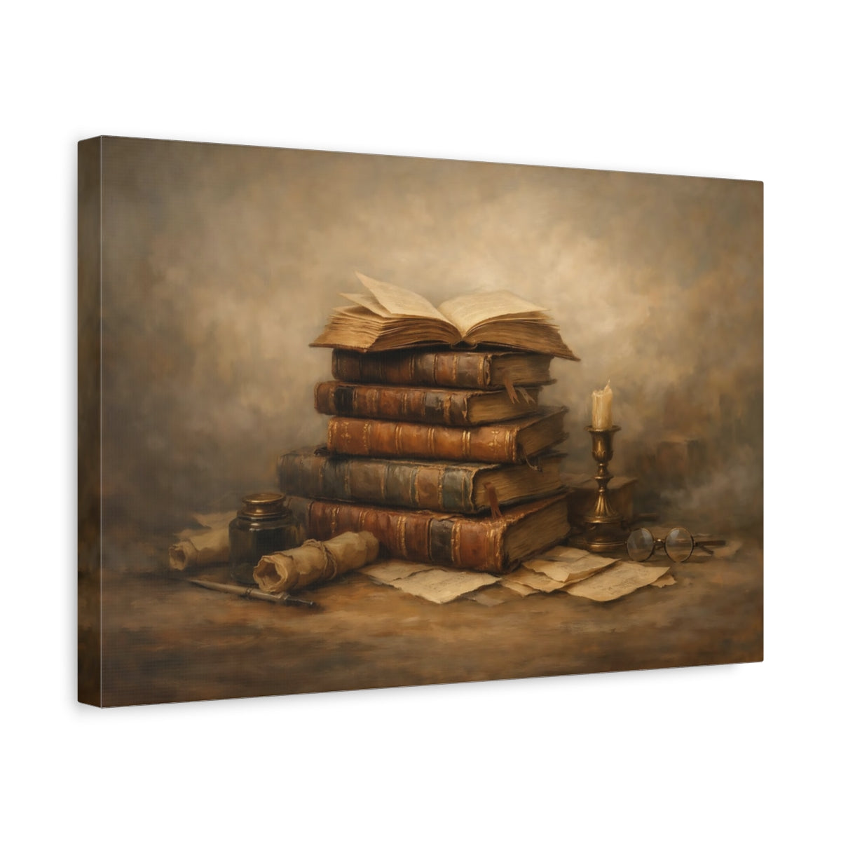 Side Mockup 4. Vintage Vintage Books Vintage Books shown as stretched canvas wall art