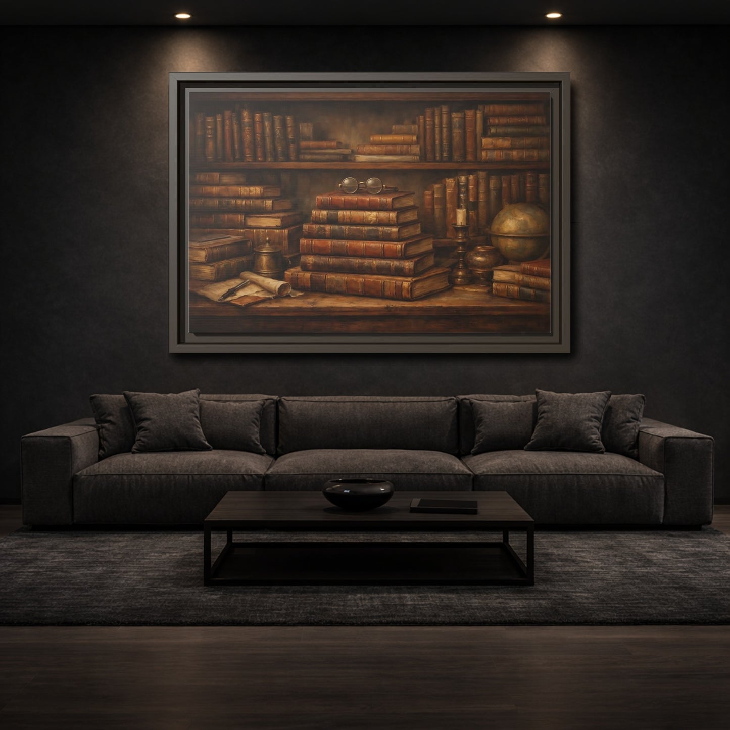 Mockup 2. Vintage Bookshelf Vintage Bookshelf shown as stretched canvas wall art