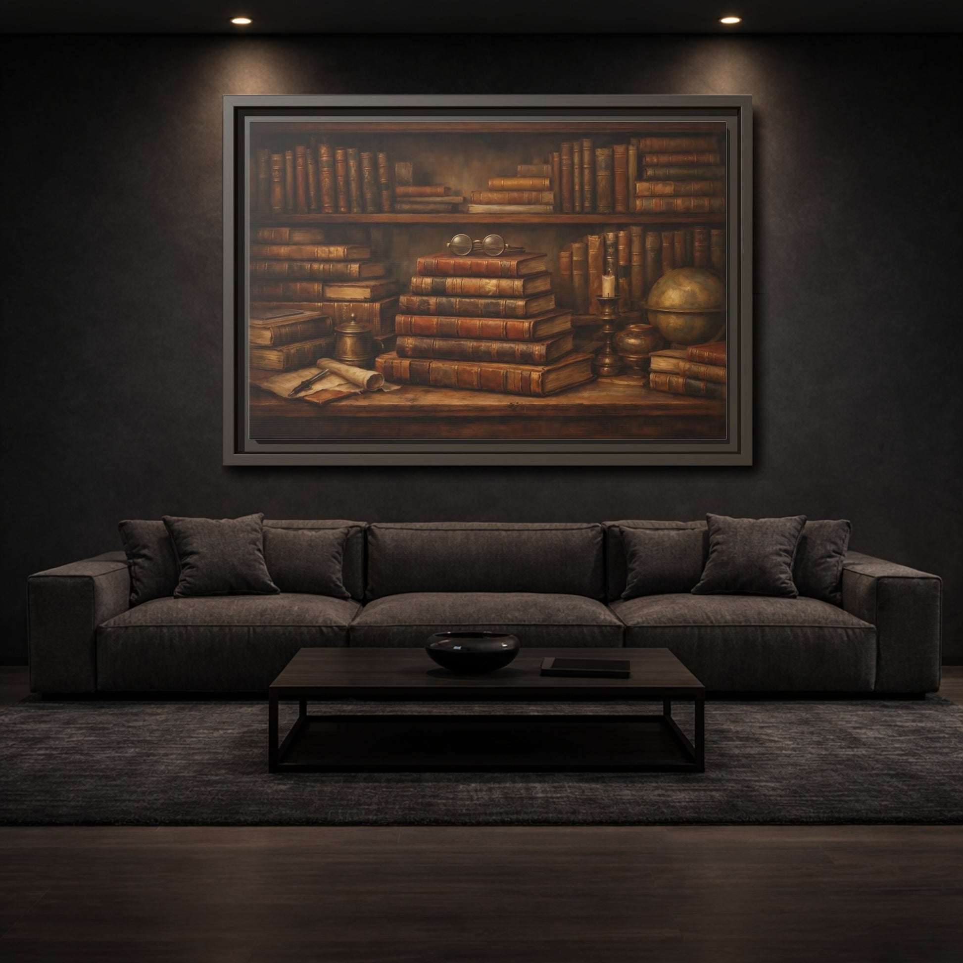 Mockup 2. Vintage Bookshelf Vintage Bookshelf shown as stretched canvas wall art