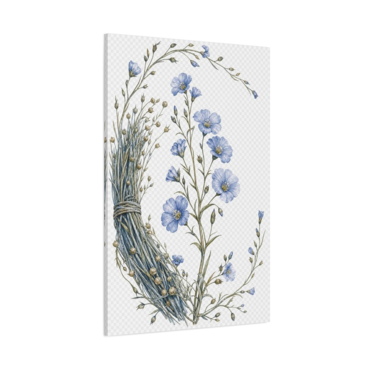 Vintage Botanical Illustrations Blue Flax Floral Canvas Print – Bedroom, Feature Wall - YesArtYes