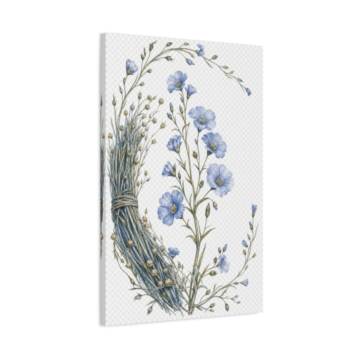 Vintage Botanical Illustrations Blue Flax Floral Canvas Print – Bedroom, Feature Wall - YesArtYes
