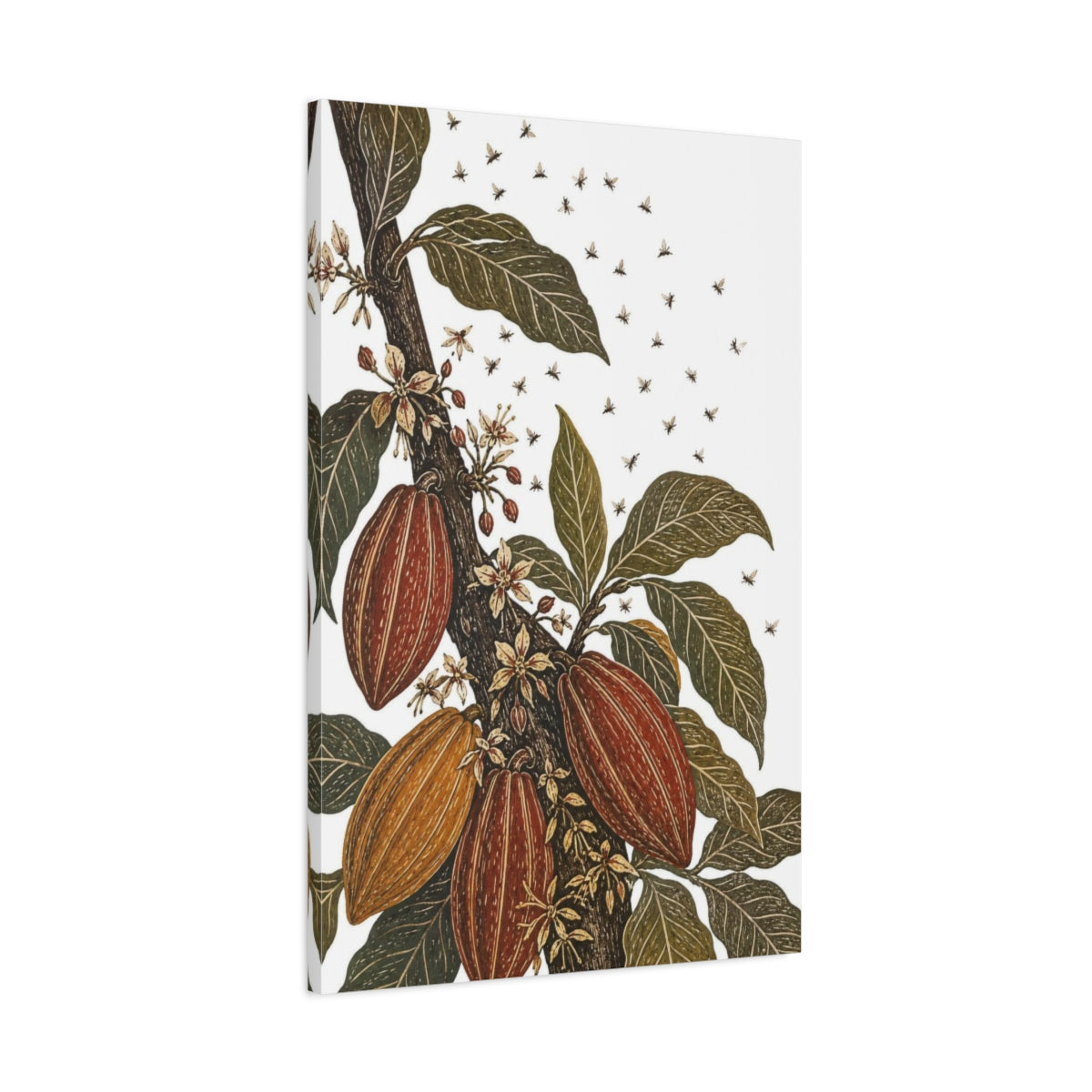 Main Mockup. Vintage Botanical Illustrations Cacao Pods Nature shown as canvas print