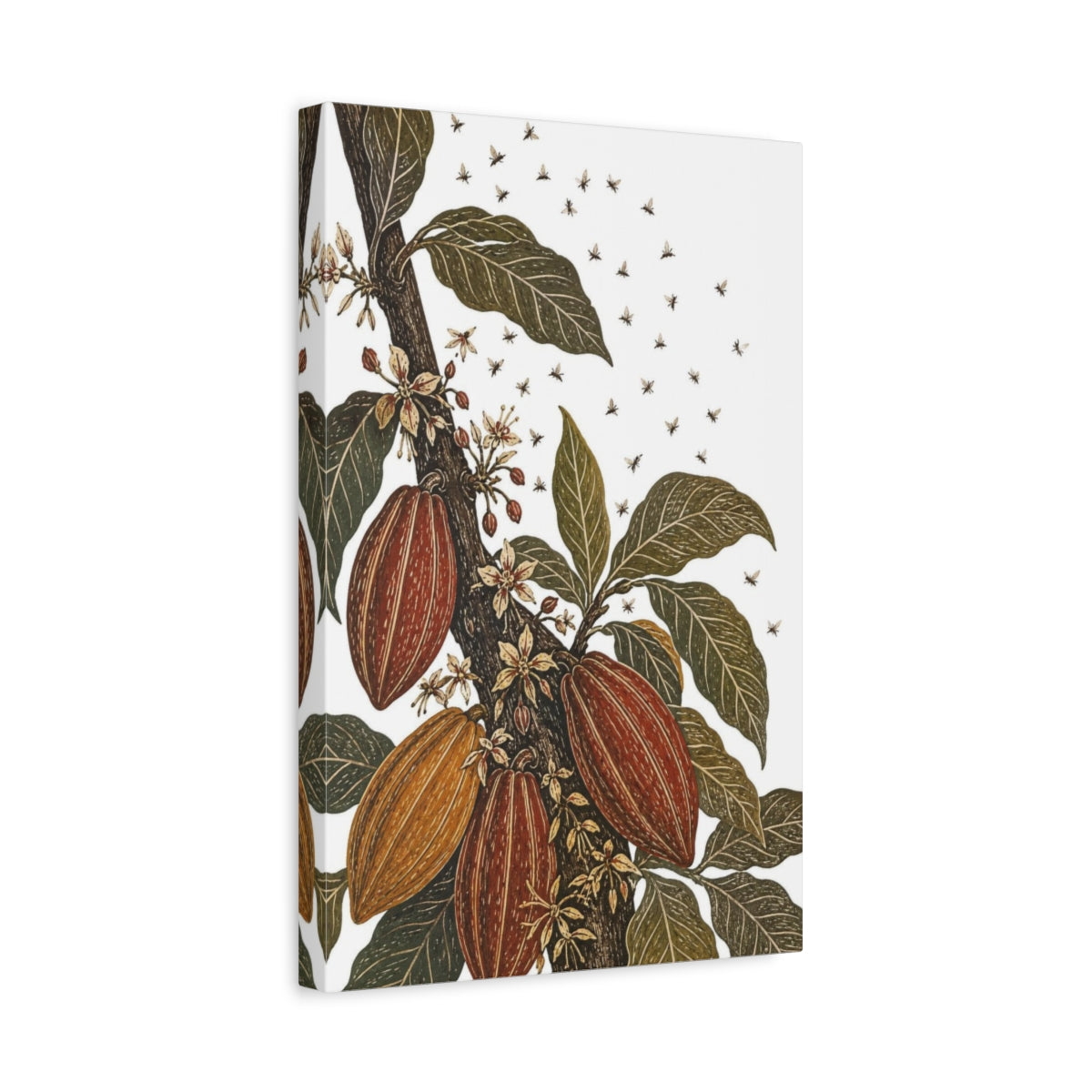 Side Mockup 4. Vintage Botanical Illustrations Cacao Pods Nature shown as canvas print
