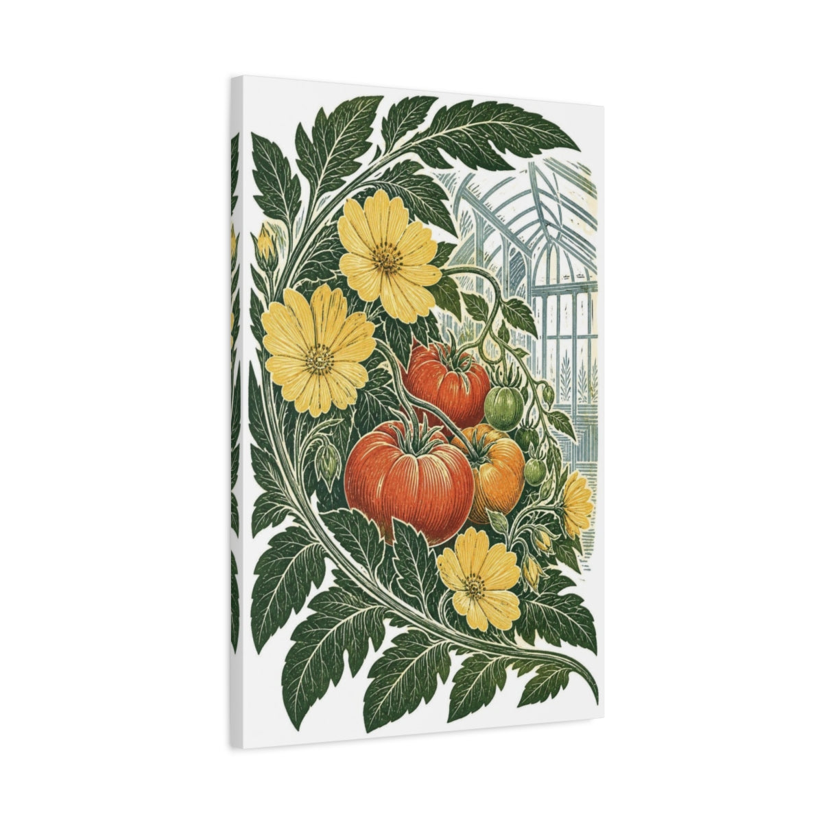 Side Mockup 2. Vintage Botanical Illustrations Tomato Plant Nature shown as canvas print