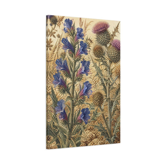 Vintage Botanical Illustrations Wildflowers Floral Thistle Canvas Print – Decor For Living Room, Above Couch - YesArtYes