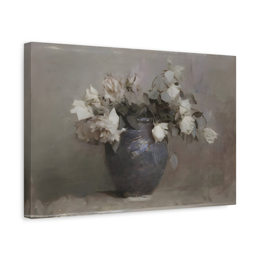 Vintage Botanical Wall Art Flower in Vase Canvas Painting Farmhouse Wall Art - YesArtYes