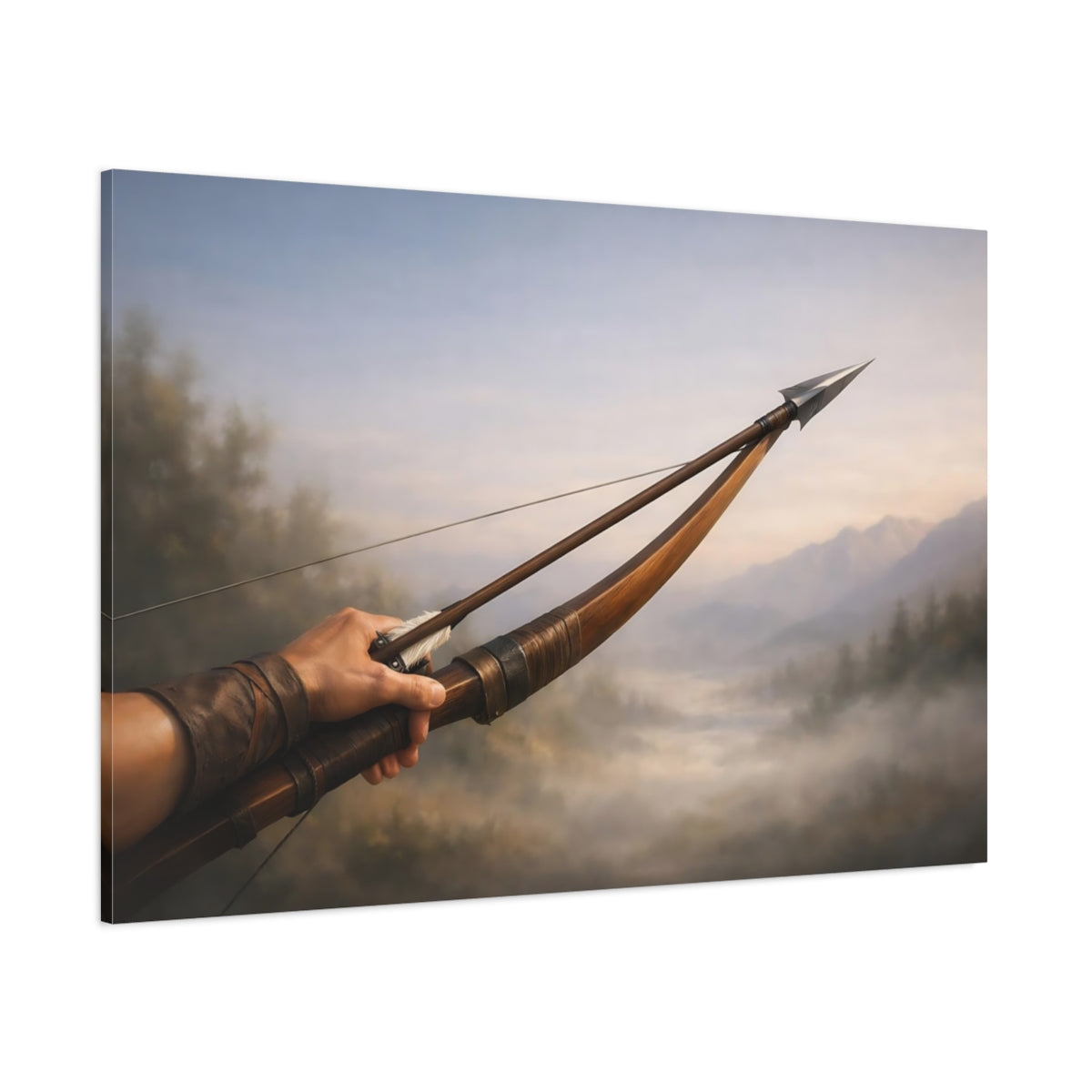 Vintage Bow And Arrow Vintage Archer shown as stretched canvas wall art