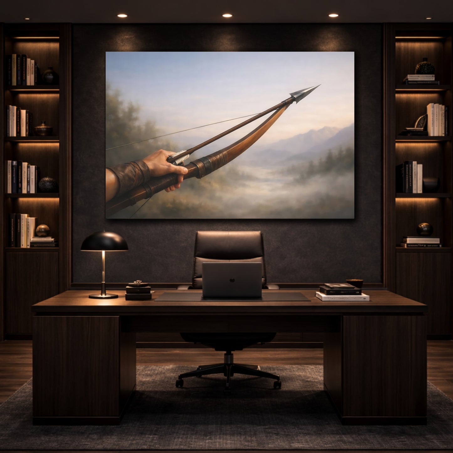 Vintage Bow And Arrow Vintage Archer shown as front canvas room wall art