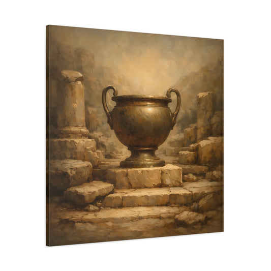 Main Mockup. Vintage Bronze Urn Bronze Urn Art shown as stretched canvas wall art