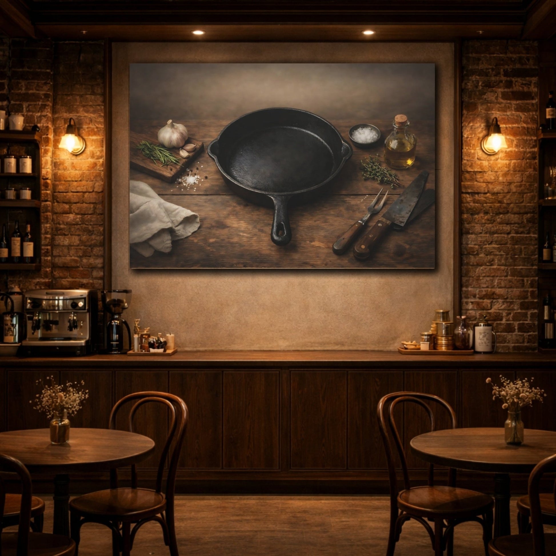 Vintage Cast Iron Pan Rustic Kitchenware - Canvas Wall Art Print - YesArtYes