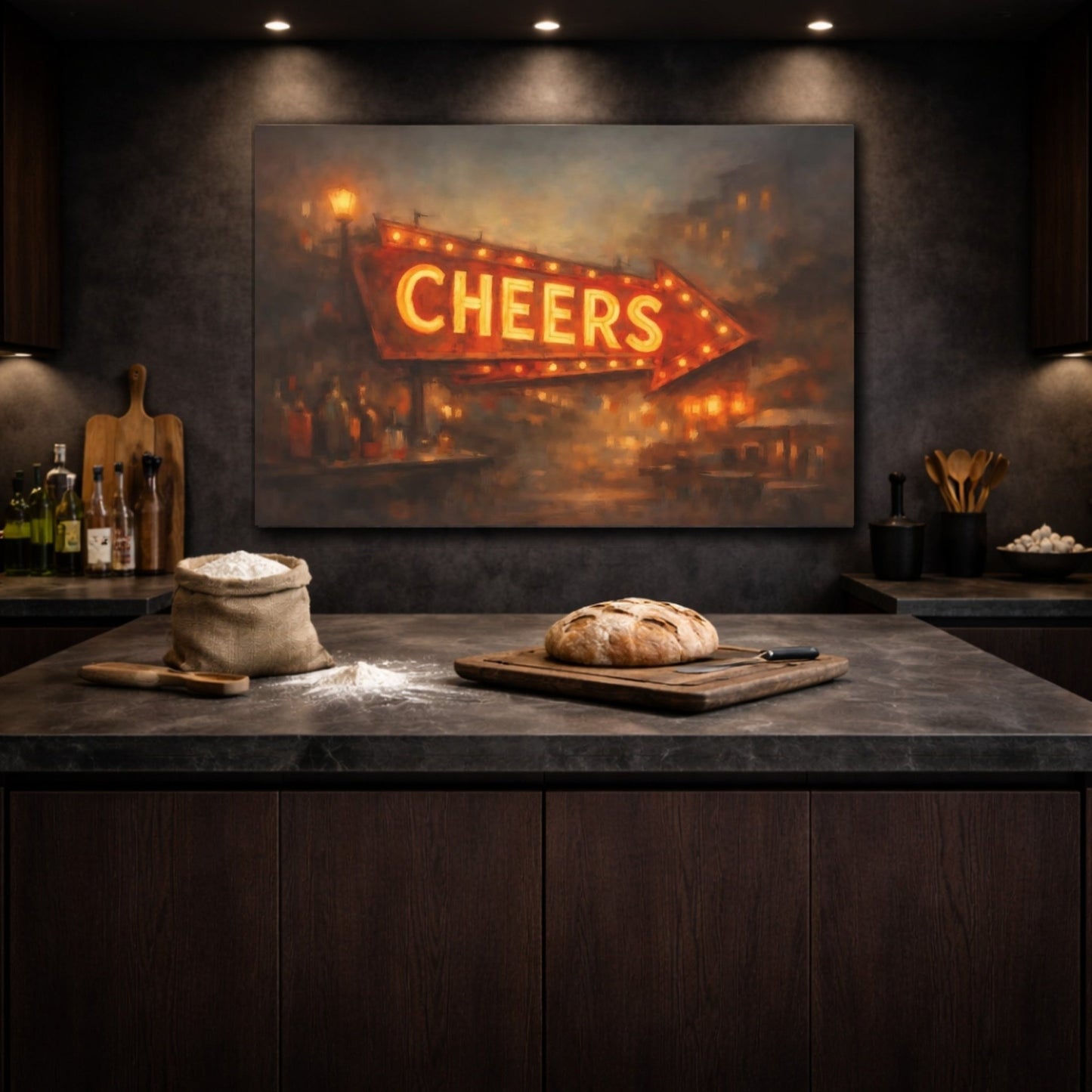 Vintage Cheers Sign Orange And Brown - Canvas Wall Art Print - YesArtYes