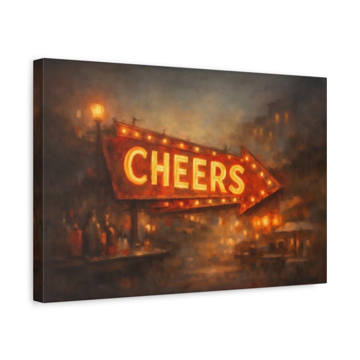 Vintage Cheers Sign Orange And Brown - Canvas Wall Art Print - YesArtYes