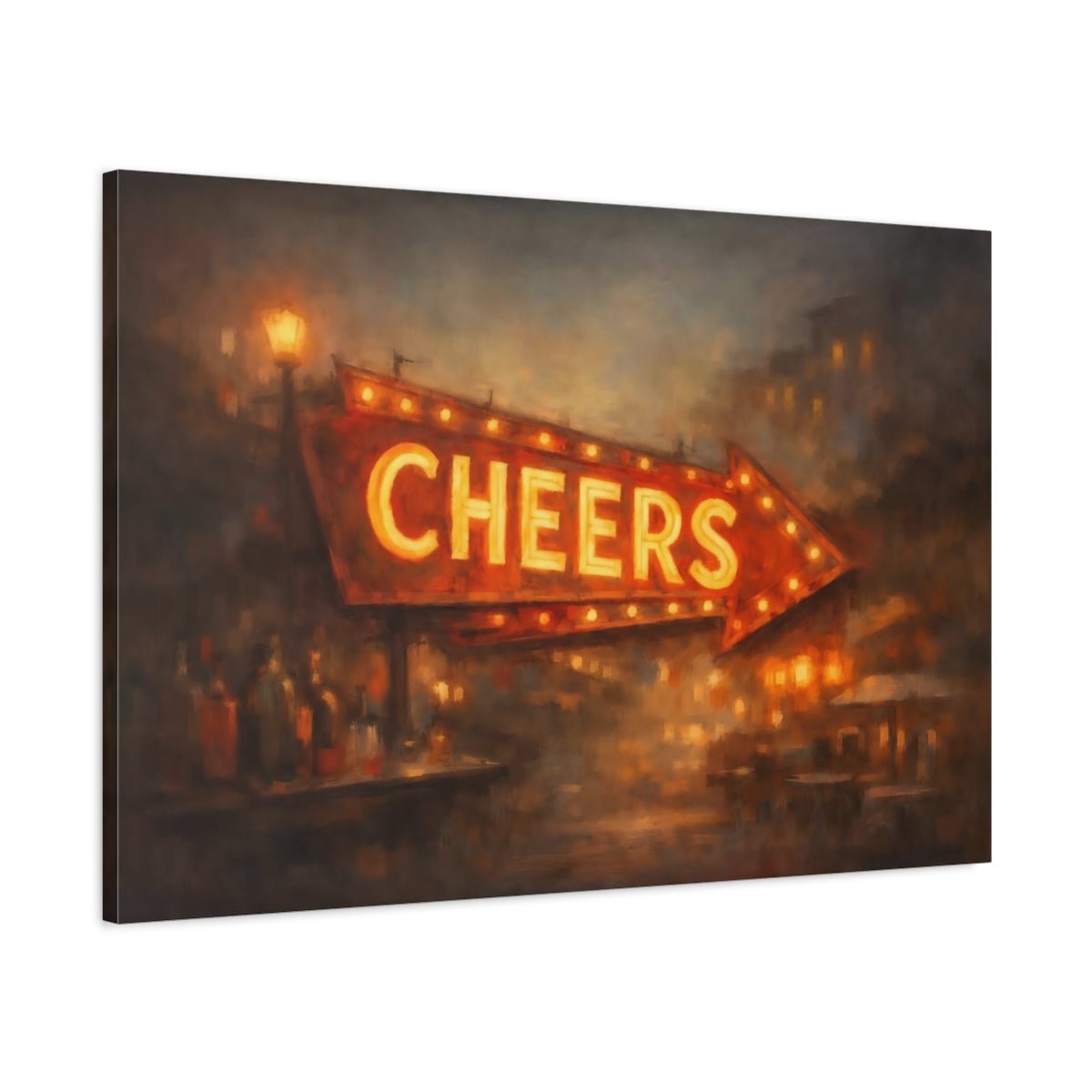 Vintage Cheers Sign Orange And Brown - Canvas Wall Art Print - YesArtYes