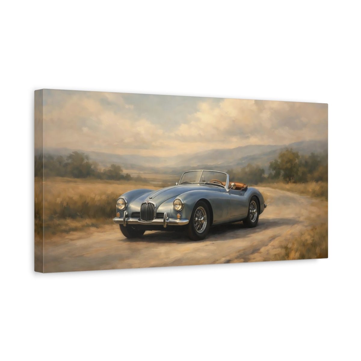 Vintage Classic Car Light Blue - Canvas Wall Art Print - YesArtYes