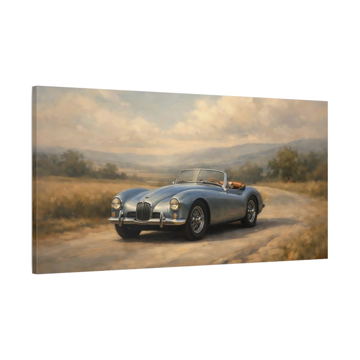 Vintage Classic Car Light Blue - Canvas Wall Art Print - YesArtYes