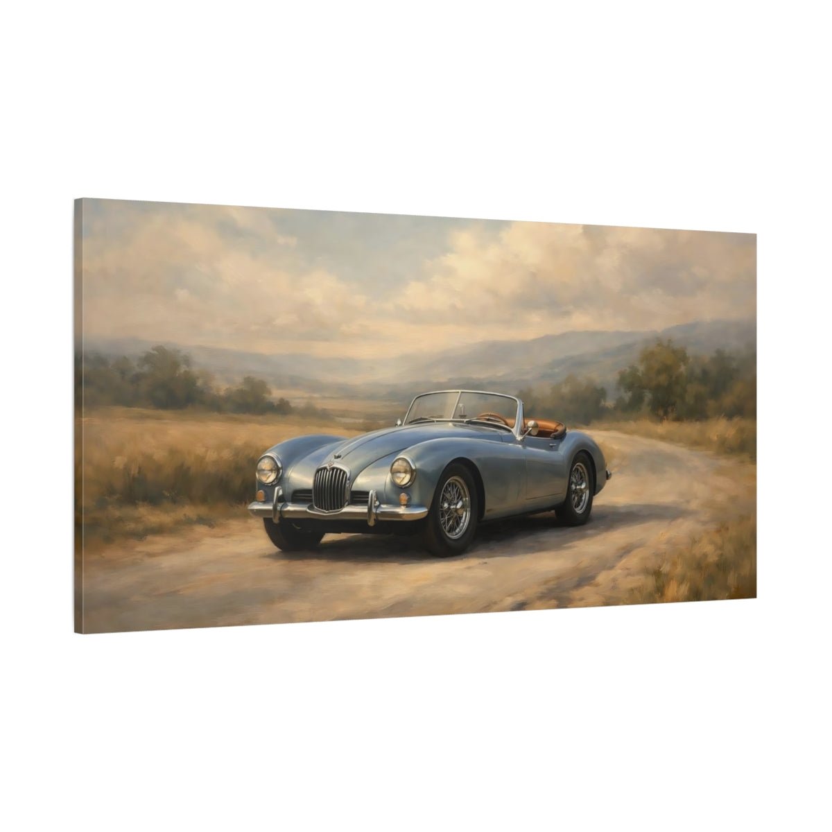 Vintage Classic Car Light Blue - Canvas Wall Art Print - YesArtYes
