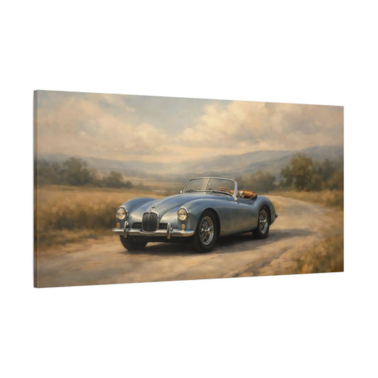 Vintage Classic Car Light Blue - Canvas Wall Art Print - YesArtYes