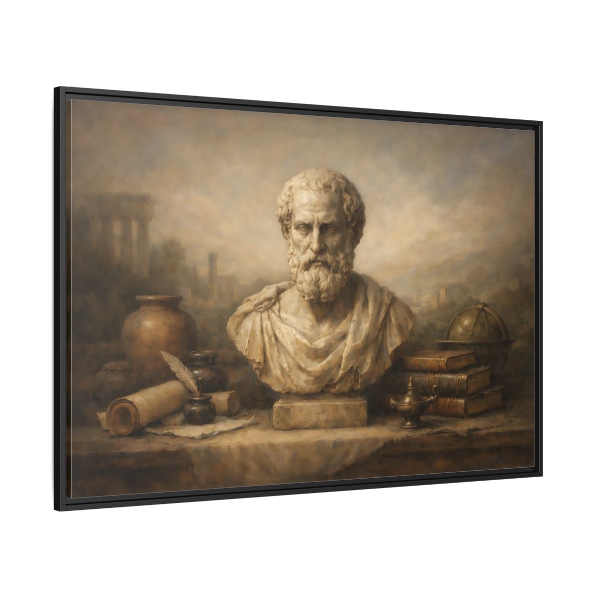 Side Mockup 12. Vintage Classical Bust Classical Bust Art shown as stretched canvas wall art