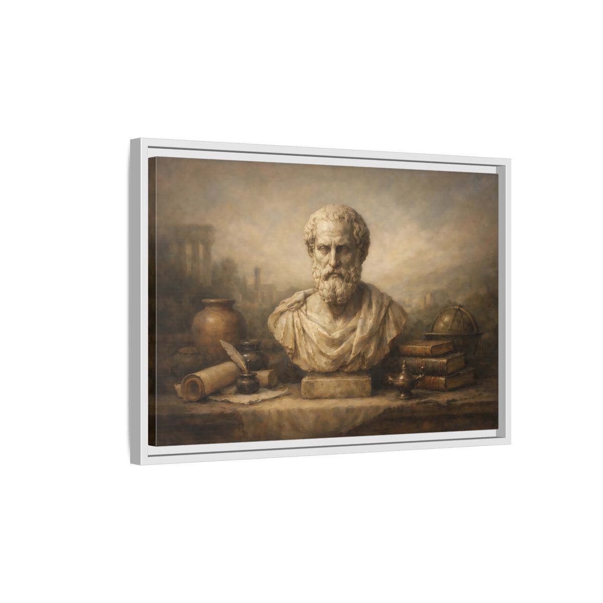 Side Mockup 1. Vintage Classical Bust Classical Bust Art shown as stretched canvas wall art